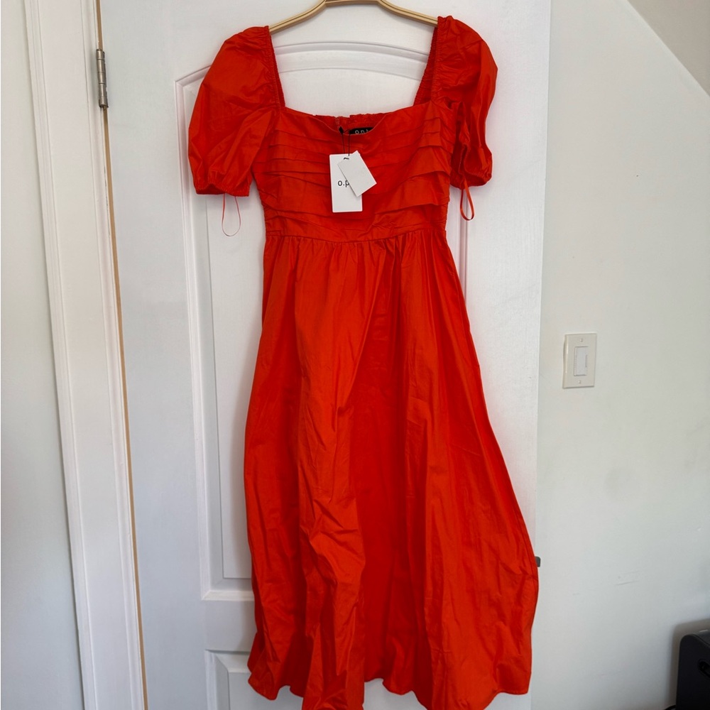 Vibrant Red Midi Dress